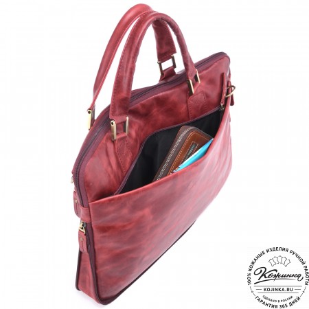 Кожаная деловая сумка "Ральф" (бордо антик) 